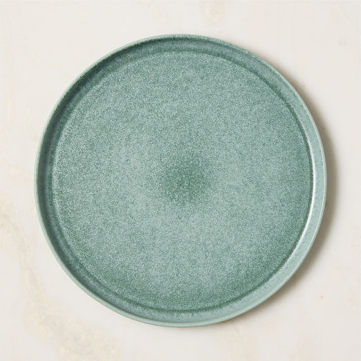 Drift Light Teal Dinner Plate with Reactive Glaze
