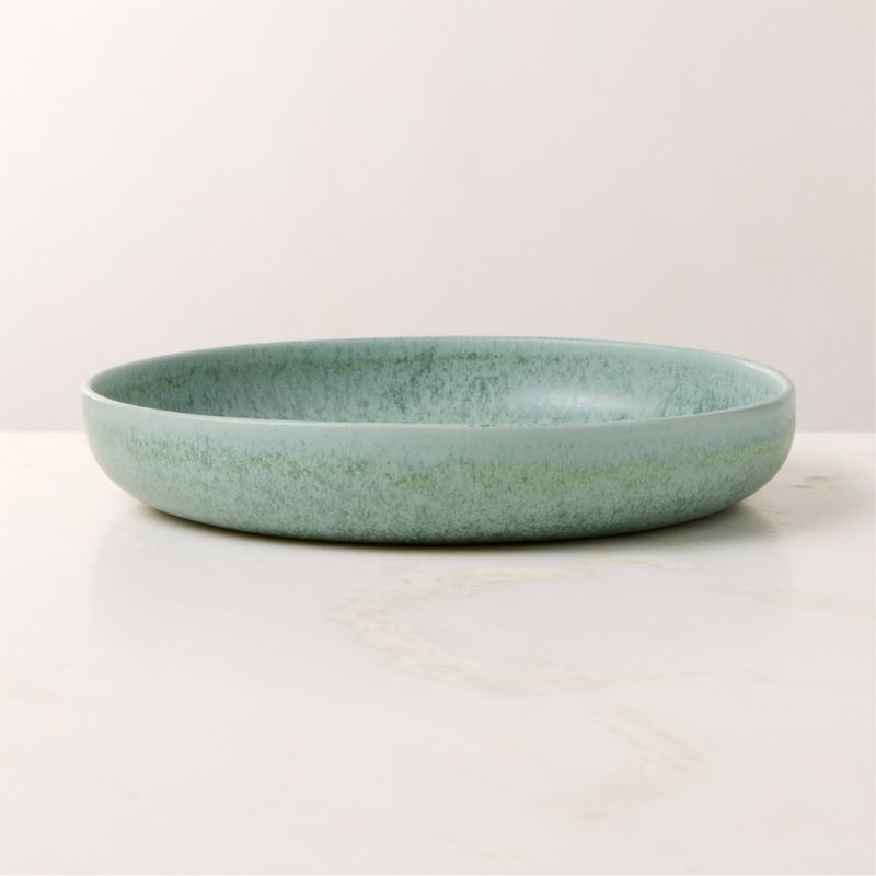 View Drift Light Teal Pasta Bowl with Reactive Glaze details