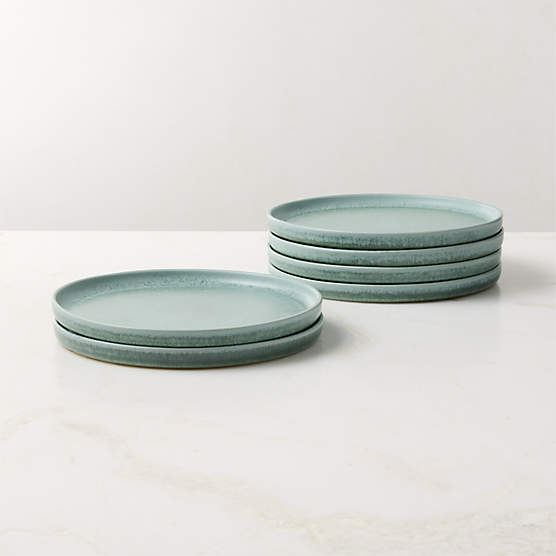 Drift Light Teal Salad Plates with Reactive Glaze Set of 6