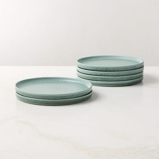 Drift Light Teal Salad Plates with Reactive Glaze Set of 6