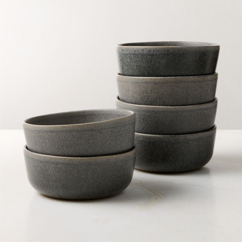 View Drift Grey Soup Bowls with Reactive Glaze Set of 6 details