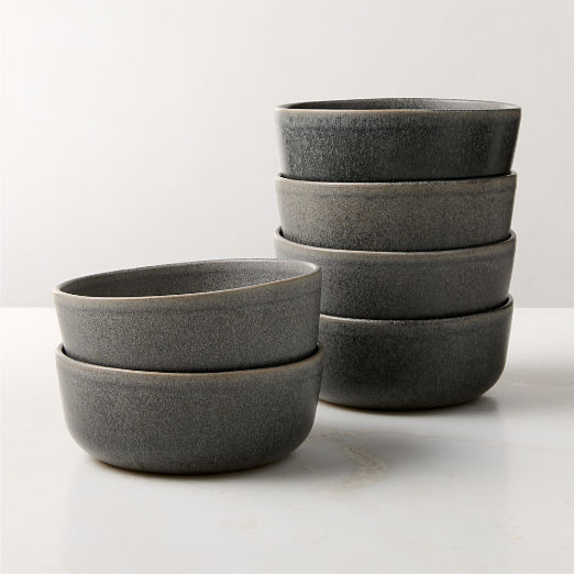 Drift Grey Soup Bowls with Reactive Glaze Set of 6