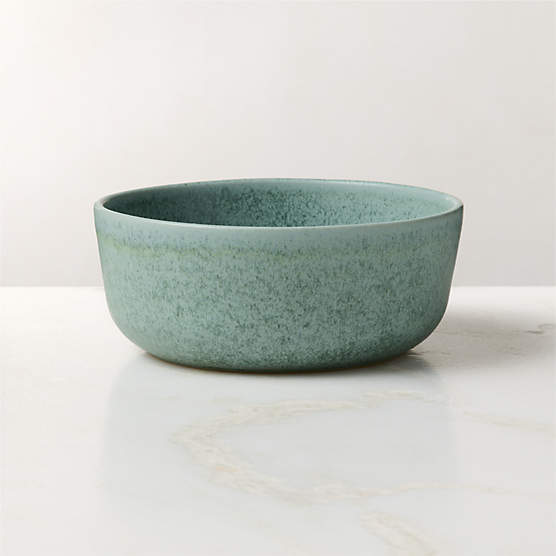 Drift Light Teal Soup Bowl with Reactive Glaze