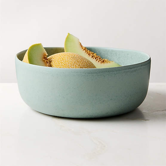 Drift Light Teal Serving Bowl with Reactive Glaze