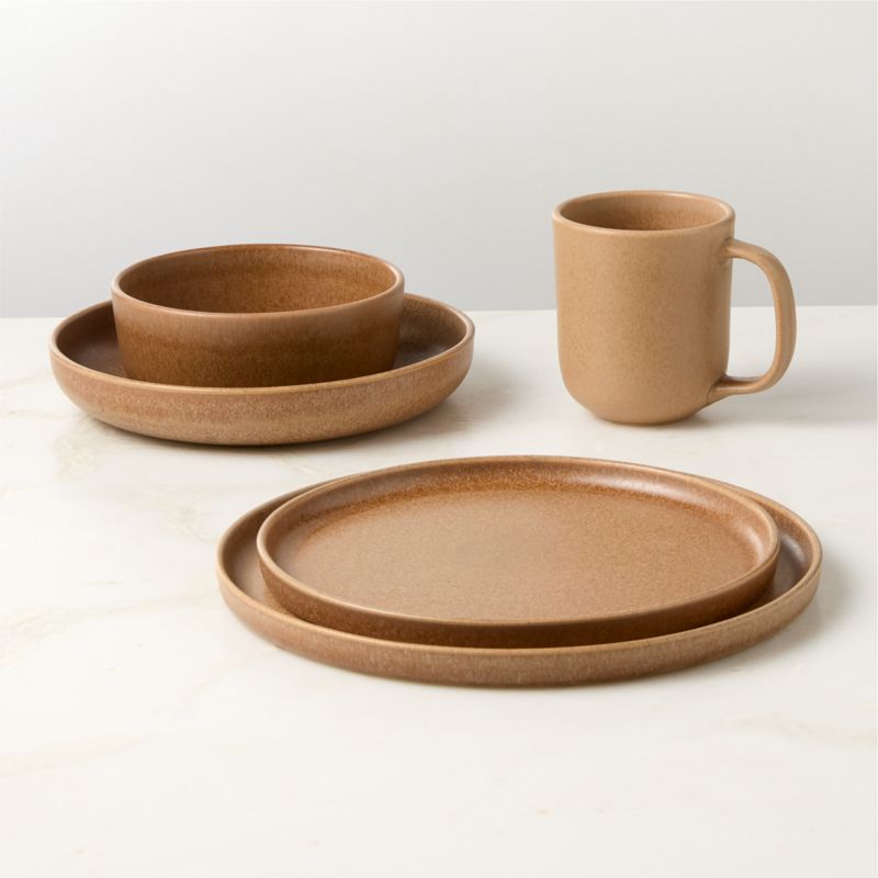 Drift 4-Piece Tan Dinnerware Set with Soup Bowl with Reactive Glaze - image 1 of 4