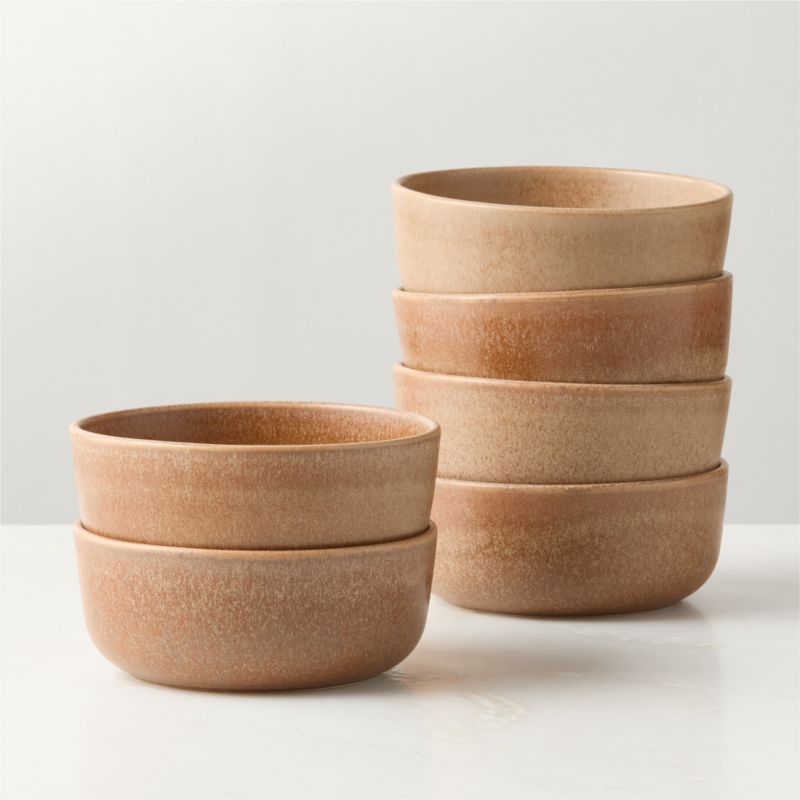 View Drift Tan Soup Bowls with Reactive Glaze Set of 6 details