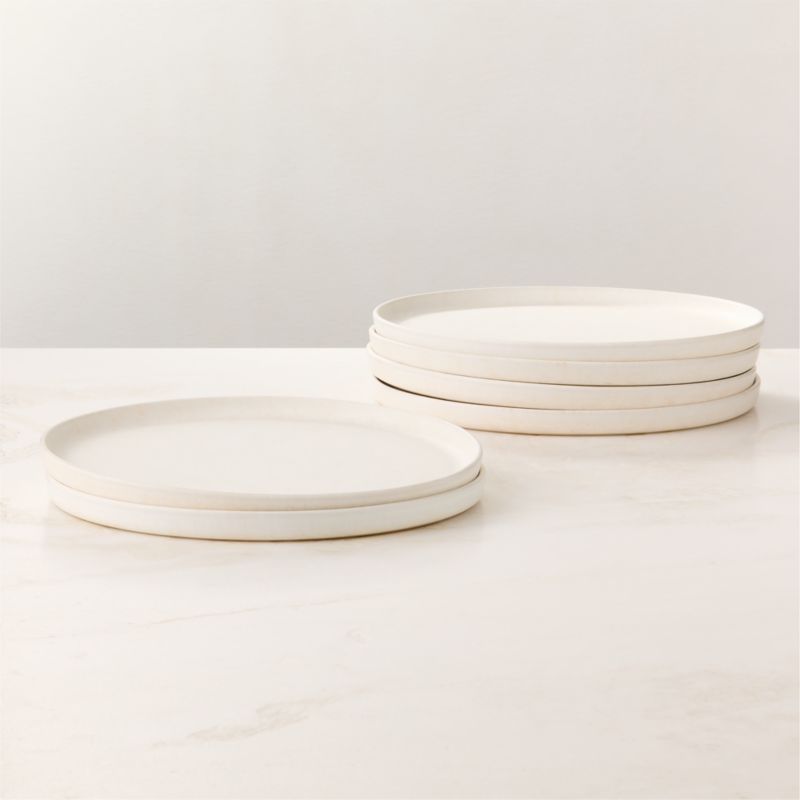 View Drift White Dinner Plates with Reactive Glaze Set of 6 details