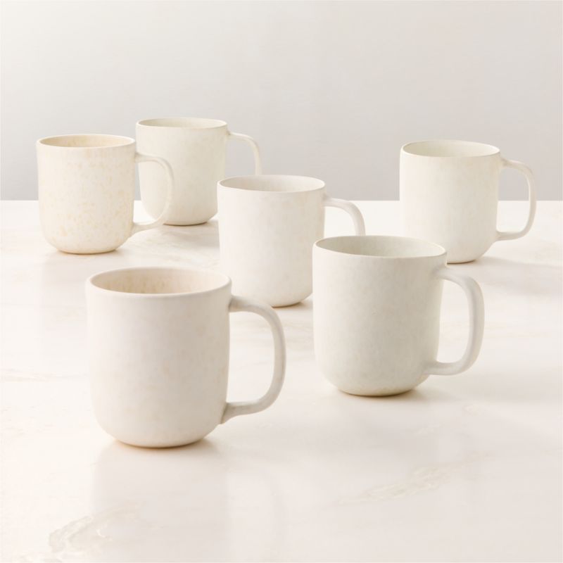 View Drift White Mugs with Reactive Glaze 12oz Set of 6 details