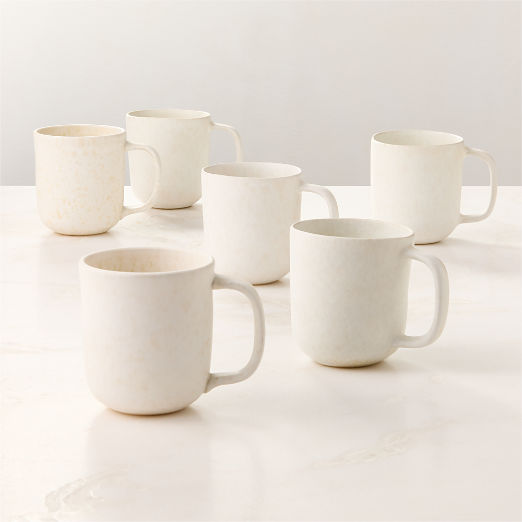 Drift Ivory Mugs with Matte Reactive Glaze 12oz Set of 6