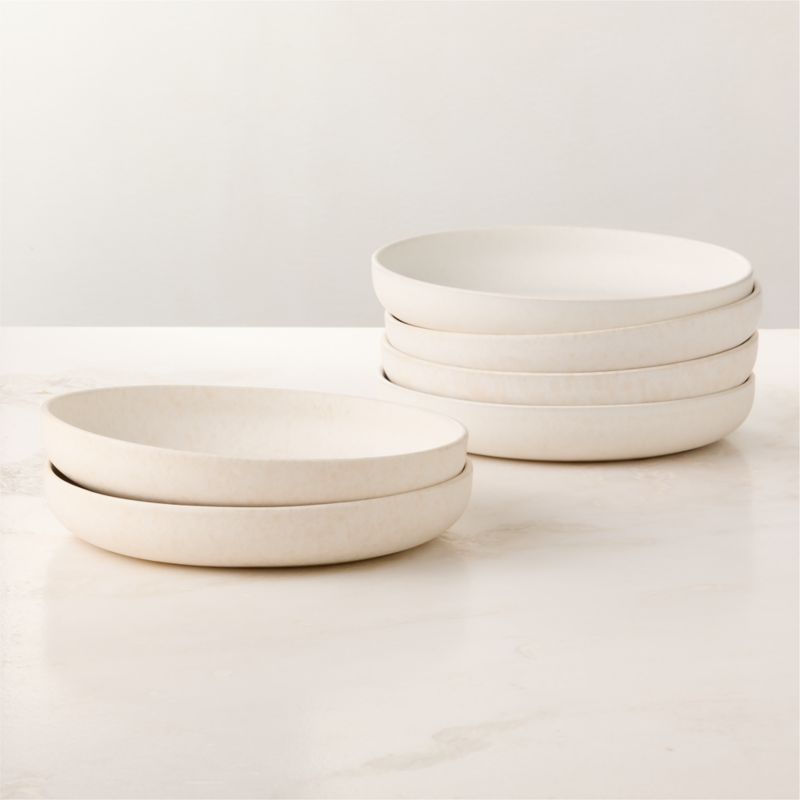 View Drift White Pasta Bowls with Reactive Glaze Set of 6 details