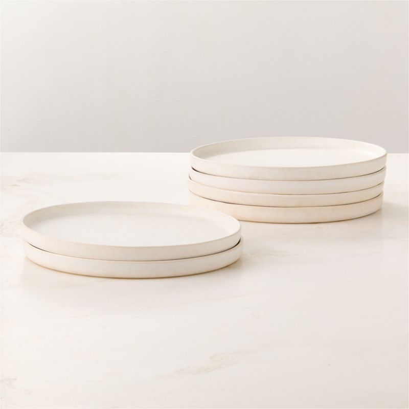 View Drift White Salad Plates with Reactive Glaze Set of 6 details