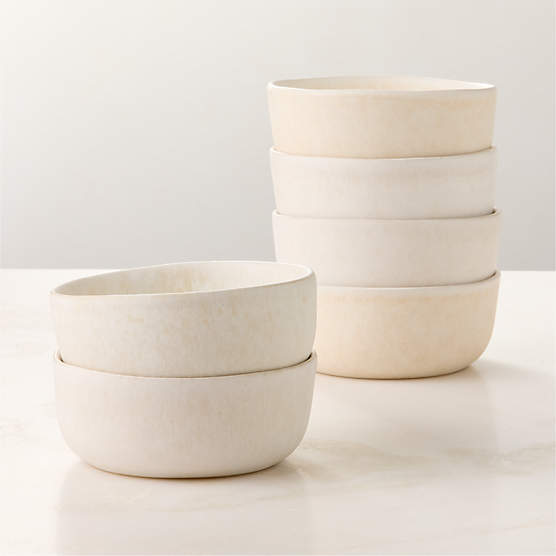 Drift Ivory Soup Bowls with Matte Reactive Glaze Set of 6