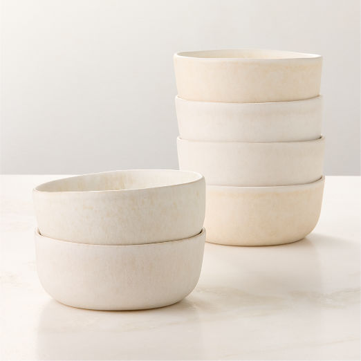 Drift Ivory Soup Bowls with Matte Reactive Glaze Set of 6