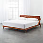 Drommen Acacia Wood Platform King Bed with Leather Headboard + Reviews ...