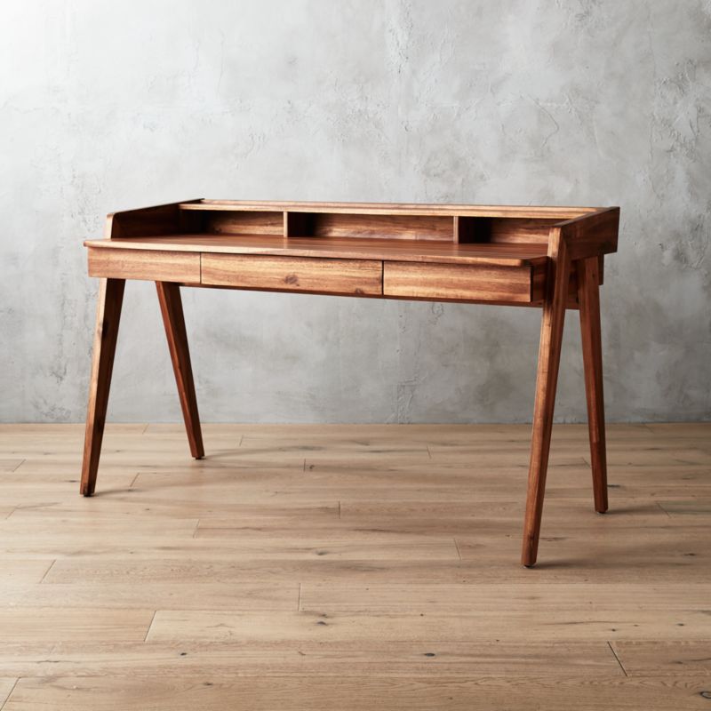 Drommen Modern 3 Drawer Wood Desk + Reviews CB2 Canada