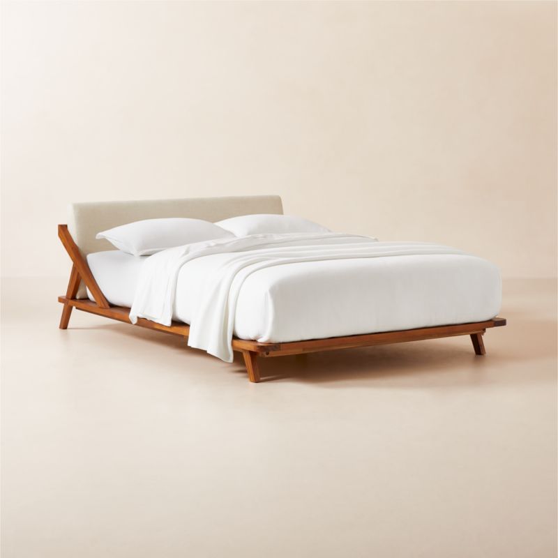 Drommen Acacia Wood Platform Queen Bed - image 3 of 10