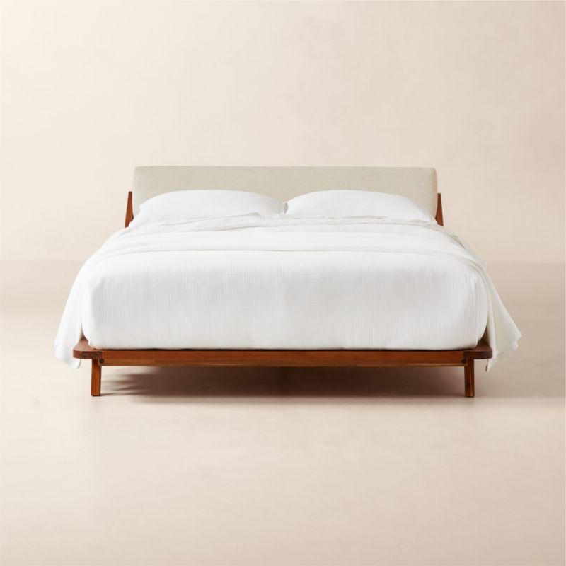 View Drommen Acacia Wood Platform Queen Bed details