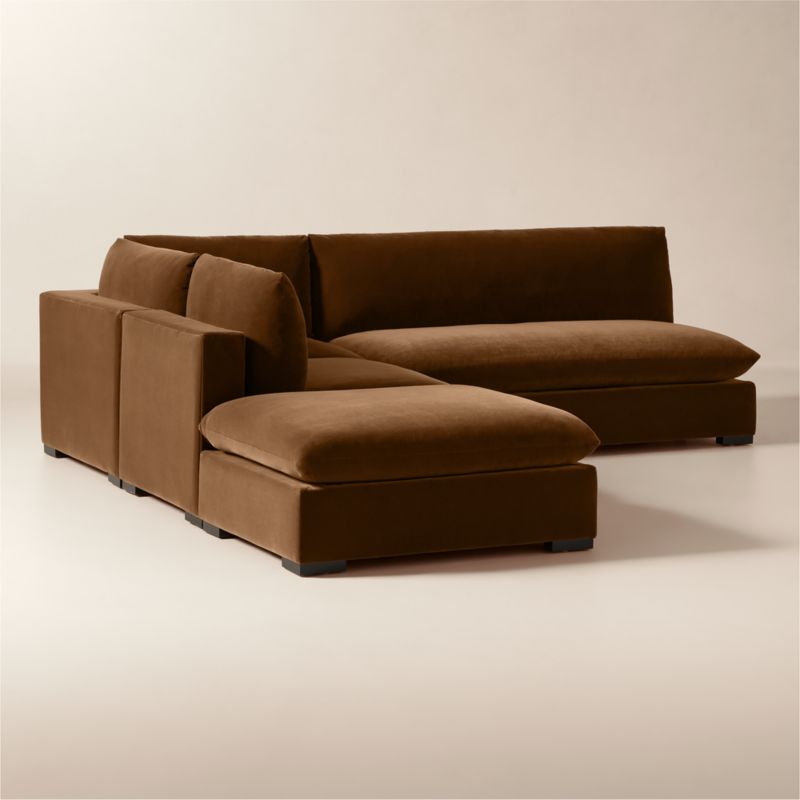 Deseo 4-Piece Light Brown Performance Velvet Standard Depth Sectional Sofa with Loveseat - image 2 of 10