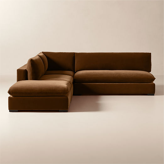 Deseo 4-Piece Light Brown Performance Velvet Standard Depth Sectional Sofa with Loveseat