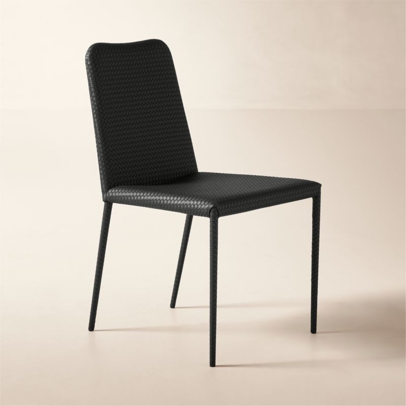 Duke Black Vegan Leather Armless Dining Chair - image 4 of 9