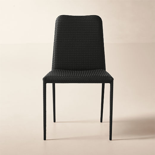 Duke Black Vegan Leather Armless Dining Chair Set of 4