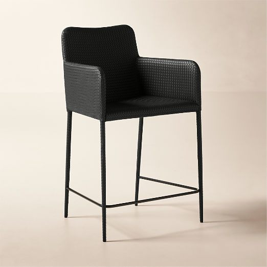 Duke Black Vegan Leather Counter Stool Set of 2
