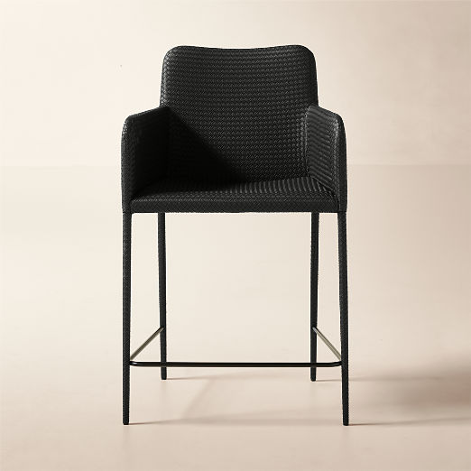 Duke Black Vegan Leather Counter Stool Set of 2