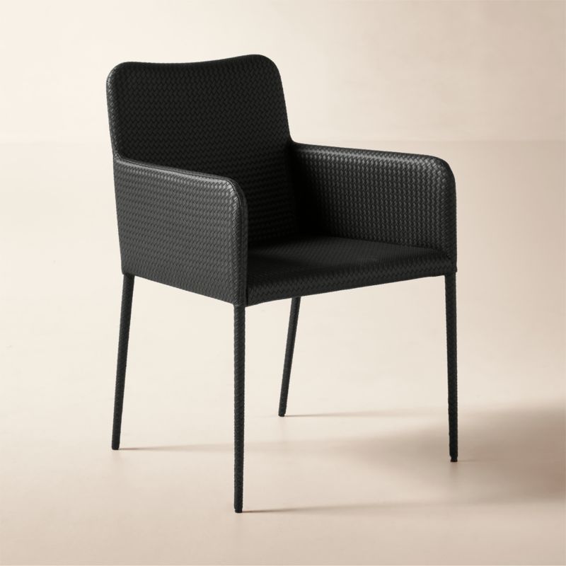 Duke Black Vegan Leather Dining Armchair - image 3 of 8