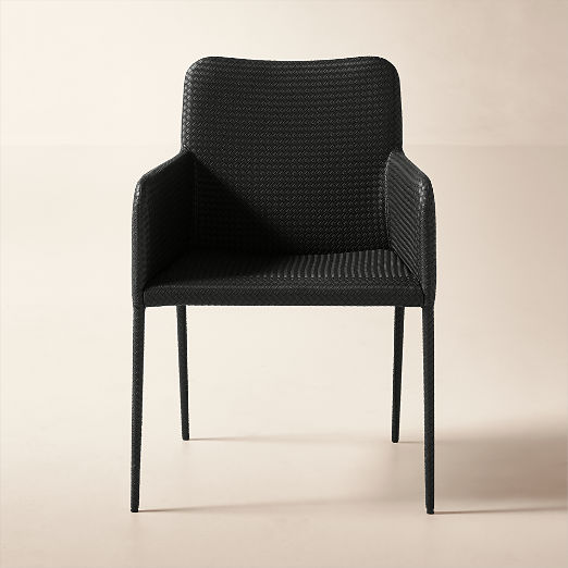 Duke Black Vegan Leather Dining Armchair