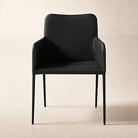 Duke Sienna Brown Vegan Leather Dining Armchair + Reviews | CB2 Canada