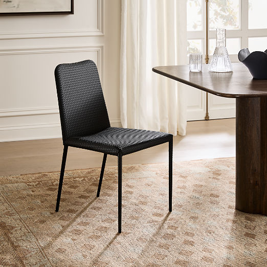 Duke Black Vegan Leather Armless Dining Chair Set of 4