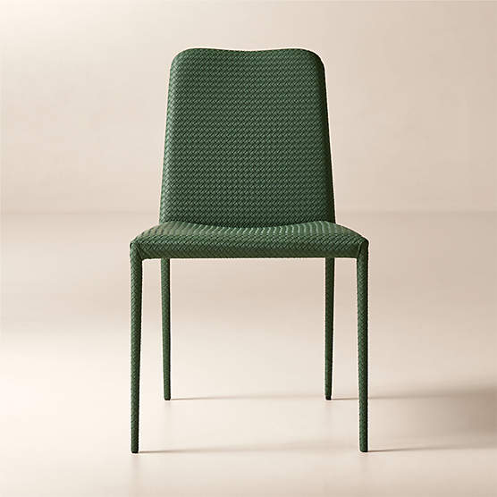 Duke Green Vegan Leather Armless Dining Chairs Set of 4