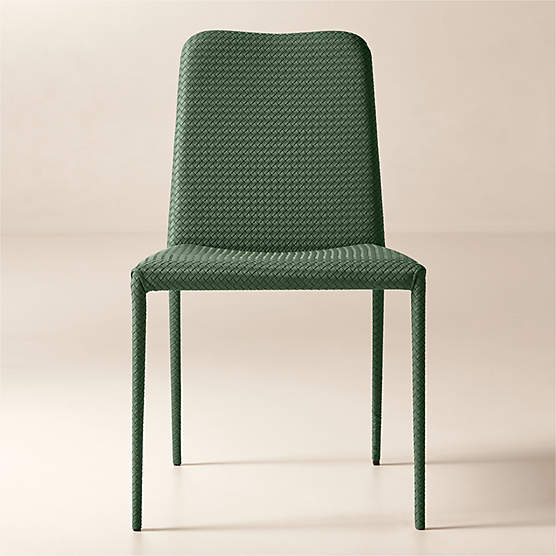 Duke Green Vegan Leather Armless Dining Chairs Set of 4