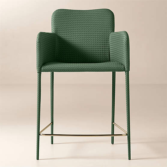 Duke Green Vegan Leather Counter Stools Set of 2