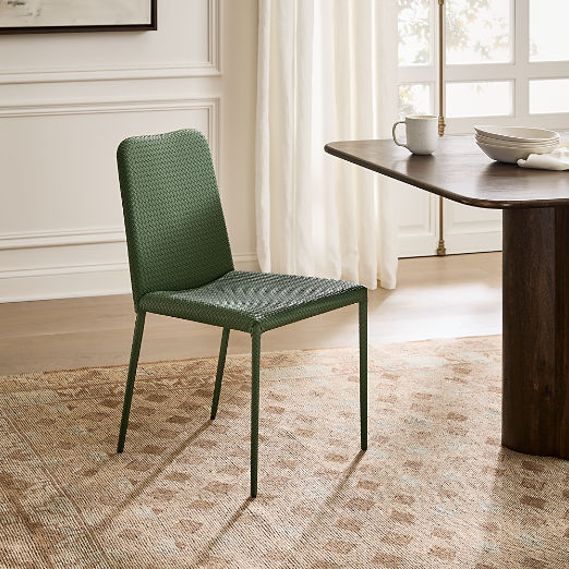 Duke Green Vegan Leather Armless Dining Chair Set of 4