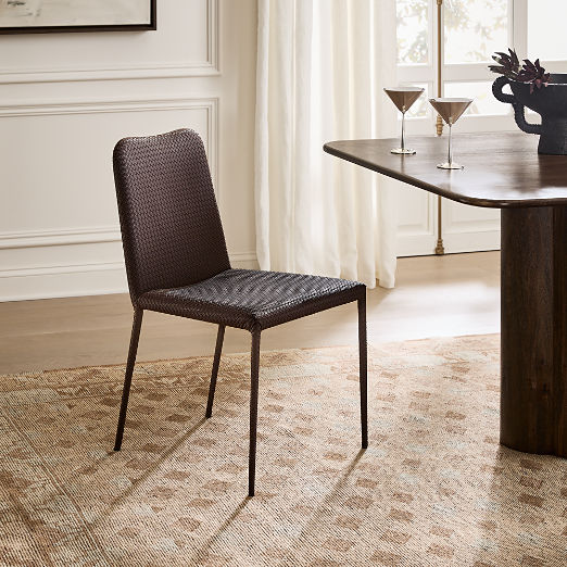 Duke Sienna Brown Vegan Leather Armless Dining Chair