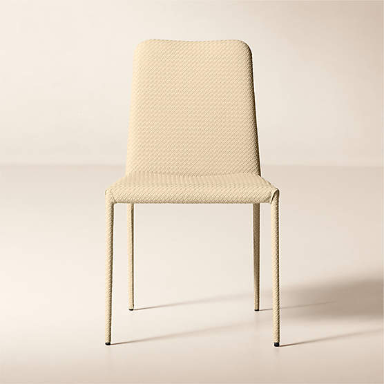 Duke Warm White Vegan Leather Armless Dining Chair