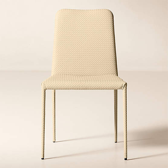 Duke Warm White Vegan Leather Armless Dining Chair Set of 4