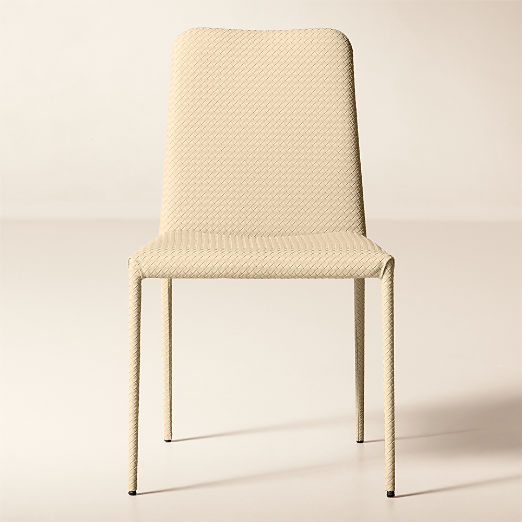 Duke Warm White Vegan Leather Armless Dining Chair Set of 4