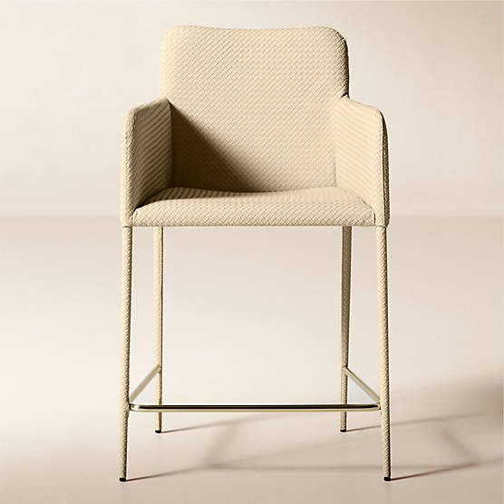 Duke Warm White Vegan Leather Counter Stool