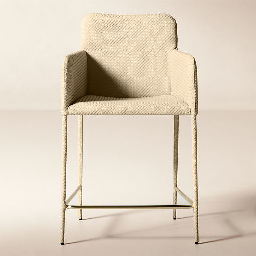 Duke Warm White Vegan Leather Counter Stool Set of 2