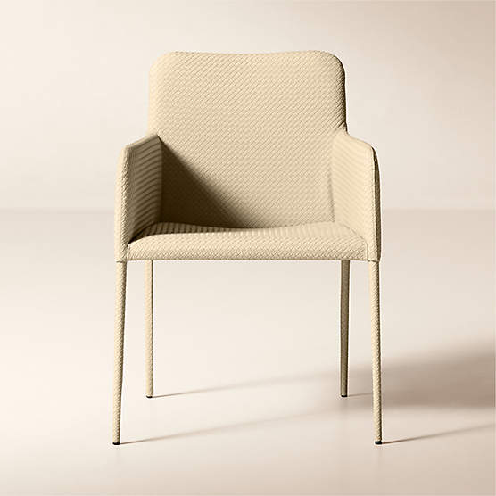 Duke Warm White Vegan Leather Dining Armchair