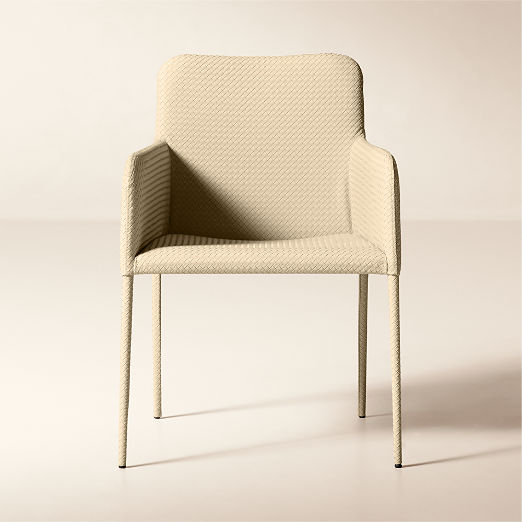 Duke Warm White Vegan Leather Dining Armchairs Set of 4