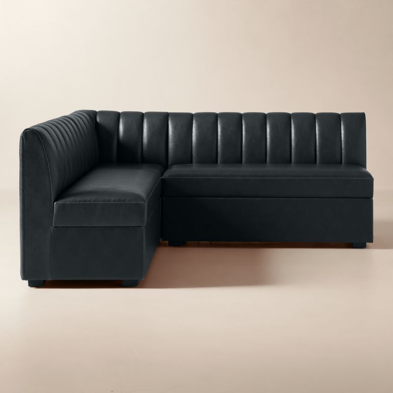 Duncan Black Leather Double L-Shaped Dining Banquette Bench - image 2 of 7