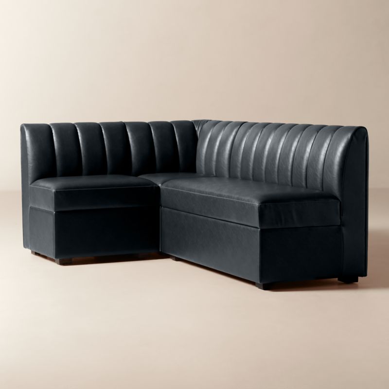Duncan Black Leather Single L-Shaped Loveseat Dining Banquette - image 2 of 8