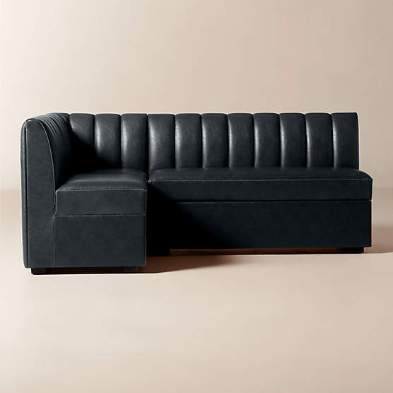 Duncan Black Leather Single L-Shaped Loveseat Dining Banquette