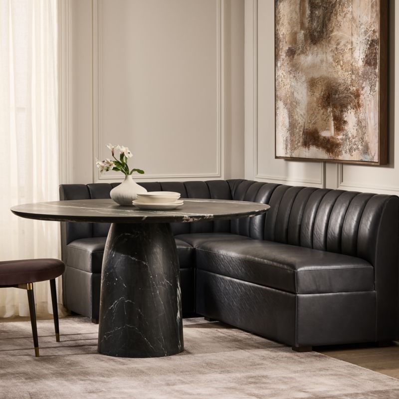 Babylon 54" Round Black Marble Dining Table - image 8 of 13