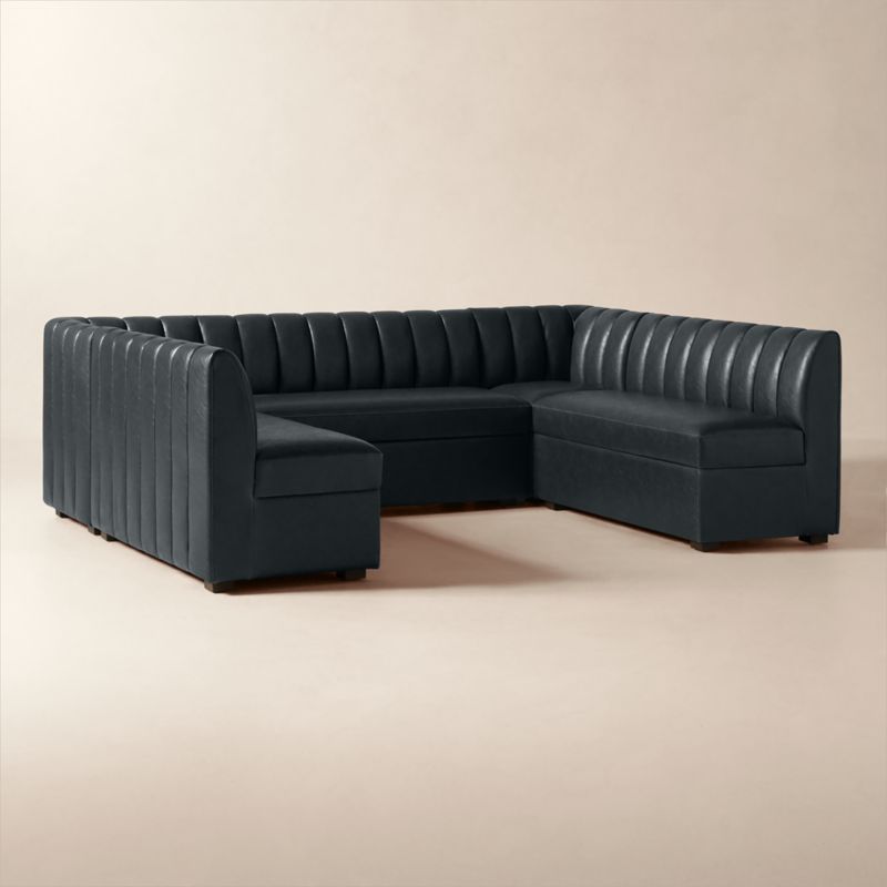 Duncan Black Leather U-Shaped Dining Banquette - image 1 of 7
