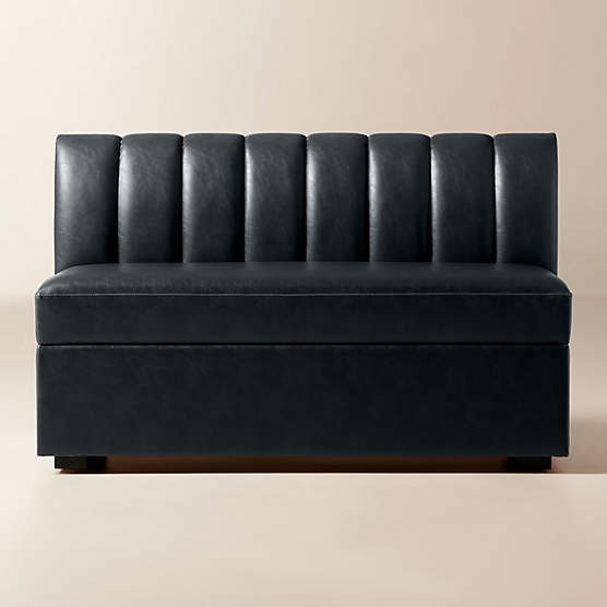 Duncan Black Leather Dining Banquette Bench