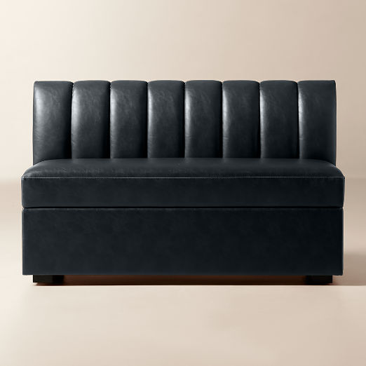 Duncan Black Leather Dining Banquette Bench